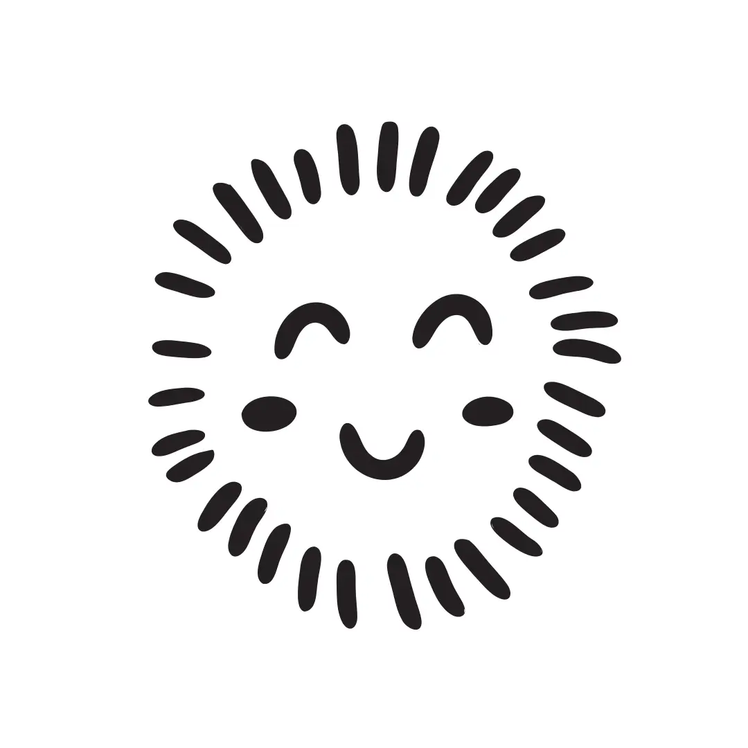 Simplified black graphic symbol of Little Spark’s smiling face, designed for use across children’s activities and educational materials.